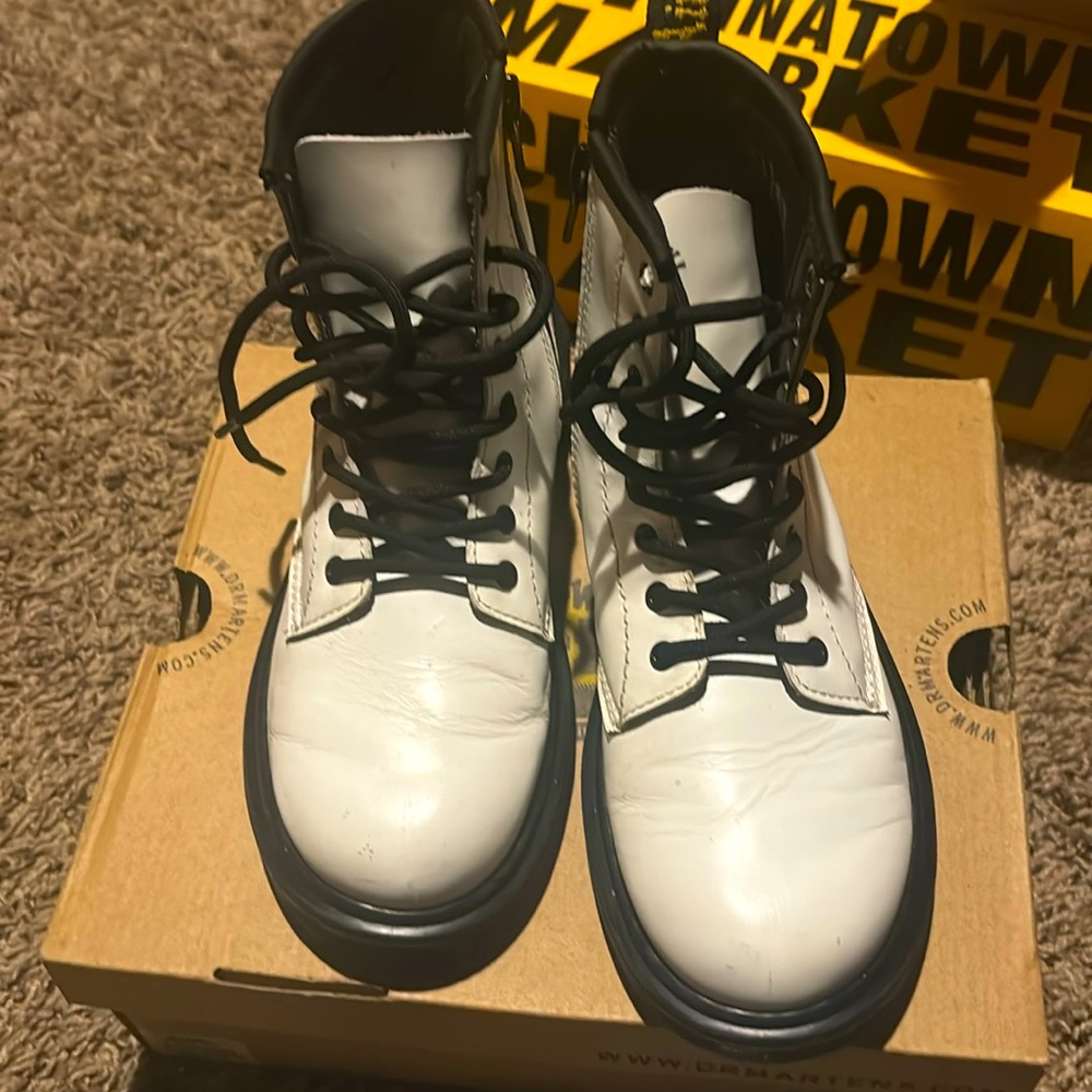 All white Dr Martens Boots